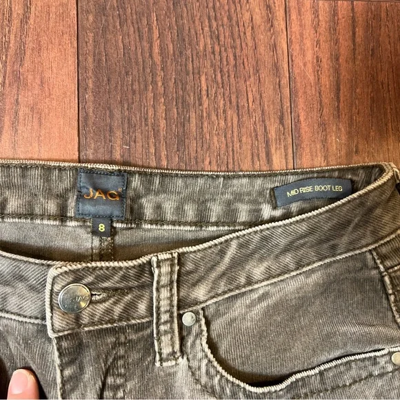 Jag Gray Beige Corduroy Jeans Pants Mid Rise Boot Leg Womens Size 8 - Picture 7 of 13